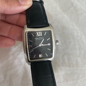 Nautica men’s leather band watch